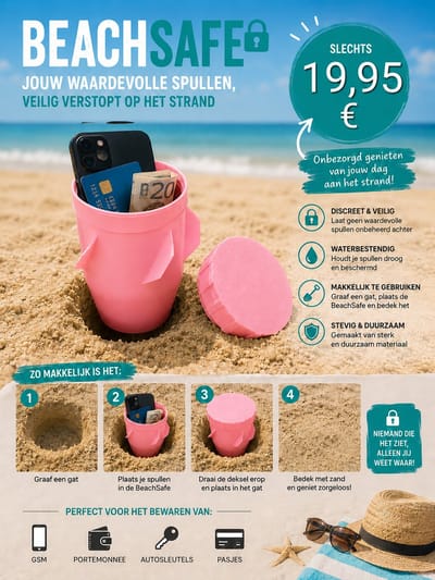 Beachsafe kleur roze - strand - opbergbox