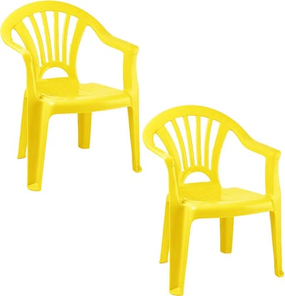 Trendoz Stoeltjes voor kinderen - 2x - geel - 50 cm - voor binnen en buiten - kunststof