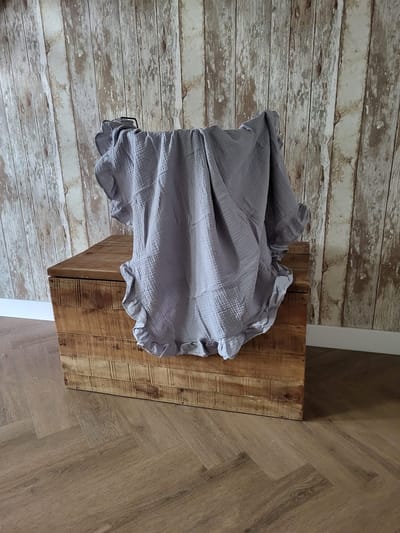 Hydrofiele doek XXL - Swaddle - Baby muslin swaddle - Kraamcadeau - Katoenen mousseline baby deken - Baby badhanddoek - Ruffels - 120x120 - Blauw/Grijs