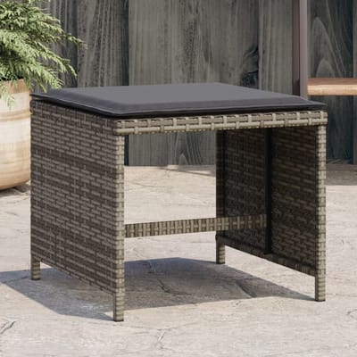 vidaXL - Tuinkrukken - 4 - st - met - kussens - 40x40x35 - cm - poly - rattan - grijs