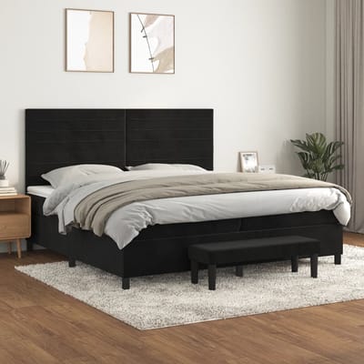 vidaXL - Boxspring - met - matras - fluweel - zwart - 200x200 - cm