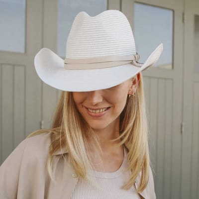 Rio Cowboy – Cowboyhoed Dames Zonnehoed UV Werend - Maat: M-L: 58 cm - Ivory