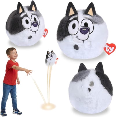 TY Bluey Muffin Heeler Knuffelbal, stuiterend knuffeltje, BEANIE BOUNCERS, behendigheidsspeelgoed voor kinderen 10 cm