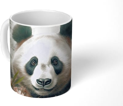 Mok - Koffiemok - Panda - Dieren - Bloemen - Planten - Mokken - 350 ML - Beker - Koffiemokken - Theemok