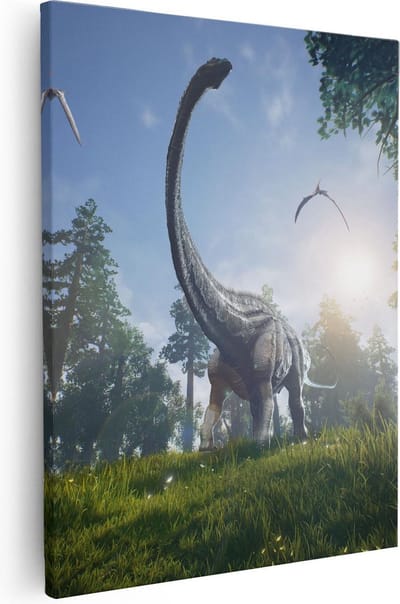 Artaza Canvas Schilderij Dino - 40x50 cm - Wanddecoratie Boom - Muurdecoratie Dieren - Kamer Accessoires
