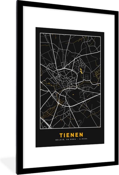 Fotolijst incl. Poster - Plattegrond - Goud - Stadskaart - Tienen - Kaart - 80x120 cm - Posterlijst