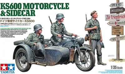 Tamiya Modelbouwpakket Motorfiets - 35384 Duitse KS600 Motorfiets en Zijspan - Zündapp Plastic - 1:35 - Modelbouw