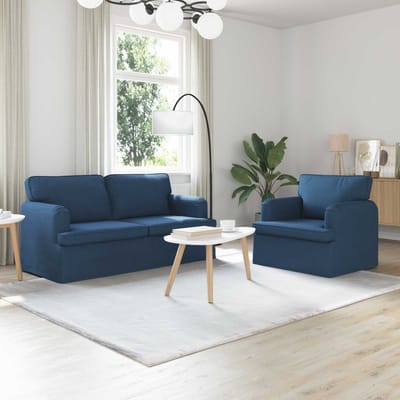 vidaXL Bankstel 2 pcs Blauw 162 x 80 x 85 cm Stof