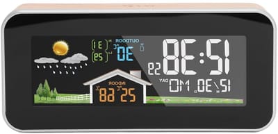 Weerstation Klok - Digitale Weerklok Buiten - Thuis Weer Voorspellen - Natuurlijk Hout Design