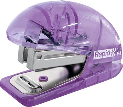Rapid Mini Nietmachine met Bovenlaadmechanisme - Capaciteit tot 10 Vellen - Geïntegreerde Ontnieter - Nietjes Meegeleverd - Lavendel