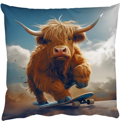 Sierkussens - Kussentjes Woonkamer - 50x50 cm - Schotse hooglander - Hoorns - Skateboard