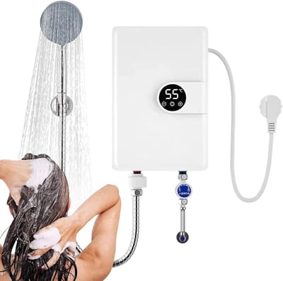 Doorstroomverwarmer Douche - Mini Boiler - Direct Warm Water - Digitaal Display - 26x5.5x19cm - Wit