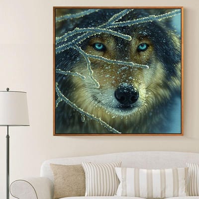 Peinture Diamant DIY Loup Point de Croix Mosaïque Diamant Rond Artisanat Broderie Diamant Complet 30x30 black