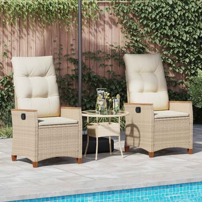 vidaXL - Ligstoel - voor - Tuin - met - kussen - Beige - en - Crème - 64 - x - 57,5 - x - 112 - cm