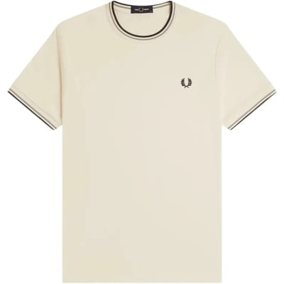T-shirt met dubbel contrasterend biesje Fred Perry