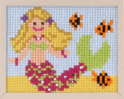Pako kinder borduurpakket kruissteek - Zeemeermin - geprint stramien - 027.059 - DIY kids kit