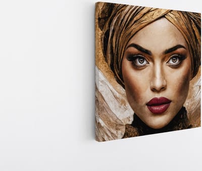 Saammp Canvas Schilderij - Vrouw - abstract - Goud - 20x20 - Foto op canvas - Wanddecoratie - Muurdecoratie Woonkamer - Slaapkamer decoratie - Canvas Print