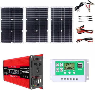 Zonne-energie Set - Stroomopwekking Kit - Buiten Activiteiten - Complete Set - 4000W Piekvermogen - Rood