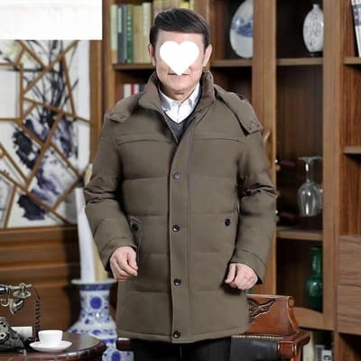 Verdikte winterjas voor heren, medium en lang, losvallend model, grote maat, met capuchon en grote bontkraag. M black