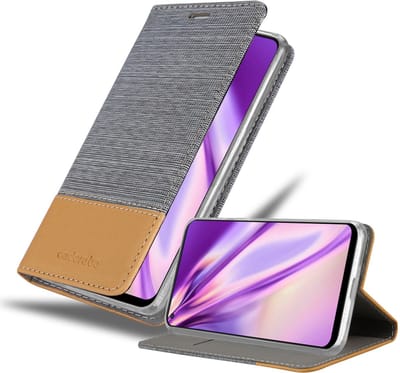 Cadorabo Hoesje geschikt voor Oppo A94 5G in LICHTGRIJS BRUIN - Beschermhoes met magnetische sluiting, standfunctie en kaartvakje Book Case Cover Etui