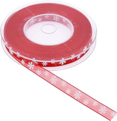 Decoratieve Kerstribbons van 20 meter, Rode Snowflake Ribbons voor Cadeauverpakking en DIY Creaties, 10 mm Breed, Perfect voor Feestelijke Versieringen