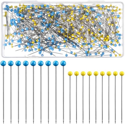 Dailygoods- Spelden met Kop 500 Stuks - Naainaalden - Tweekleurige Naalden - Hoogwaardig Koolstofstaal - Glaspunten - Opbergdoos