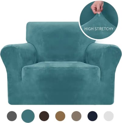 Livano Bankhoes - Bankbeschermer - Stretch - Sofa Cover - Fluweel - Turqoise - Fauteuil