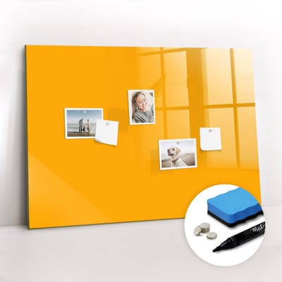 Tulup Whitebord - Kleur Lichtoranje Magneetbord - 100 cm x 70 cm - Memo Bord - Minimalistisch Prikbord - Magnet Board - Planning Muur - Gratis 5 Sterke Magneten + Whiteboard Marker & Wisser - Magnetic Board - Magnetisch Bord Kind