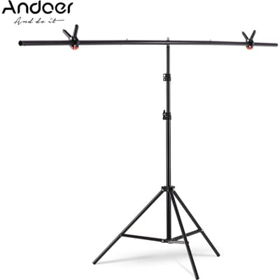 Kit de support de fond en forme de T, matériau en alliage d'aluminium, robuste, Portable, hauteur réglable 2m noir
