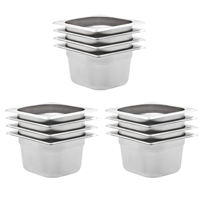 vidaXL - Gastronormbakken - 12 - st - GN - 1/6 - 100 - mm - roestvrij - staal