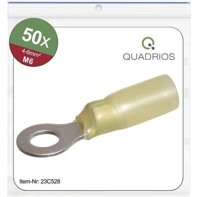 Quadrios 23C528 Ringkabelschoen Dwarsdoorsnede (max.): 6 mm² Schachtdiameter: 6.5 mm Deels geïsoleerd Geel 50 stuk(s)