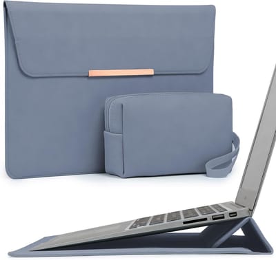 Laptop Sleeve Tas voor 13.3-14 Inch Laptops met Stand, Geschikt voor MacBook Pro, Air en Surface Laptop, Haze Blauw