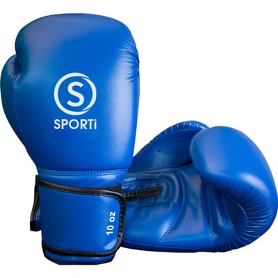 Sporti France 10oz Leer Kunstmatige Bokshandschoenen Blauw