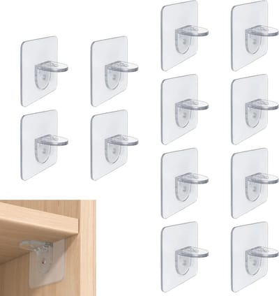 Set van 12 Zelfklevende Plankdragers zonder Boren, Ideaal voor Planken, Kasten en Opbergmeubels