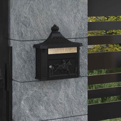 vidaXL - Wandgemonteerde - brievenbus - met - opslag - Zwart - 40,5 - x - 16 - x - 45 - cm