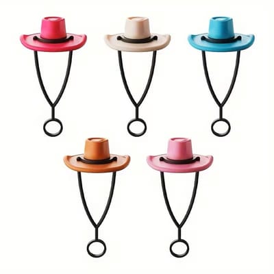Stuks Cowboy Hoed Rietjes Toppers Set – Herbruikbare Siliconen Rietjes Beschermers – Stofbestendig – Perfect voor Feesten & Buiten – Diverse Kleuren
