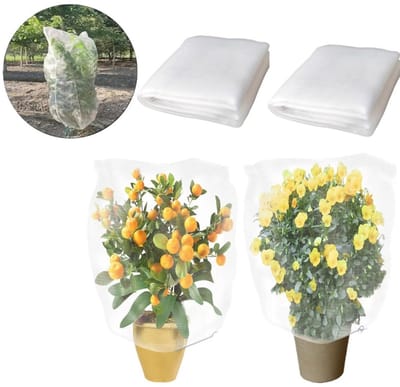 2-pack Herbruikbare plantenhoezen met trekkoord – Ademend – Vogel- & insectenwerend – Bescherming tegen dieren – Koepelvormige gaasbarrière – Beschermende tuinhoezen voor tomaten, komkommers, rozen en meer – 60*80 cm