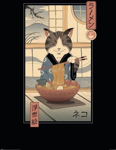 Vincent Trinidad Neko Ramen Ukiyoe Poster 61x91.5cm
