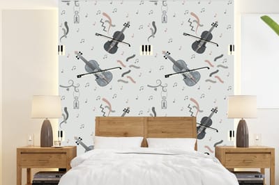 Behang - Fotobehang Patroon - Muziek - Viool - Breedte 220 cm x hoogte 240 cm