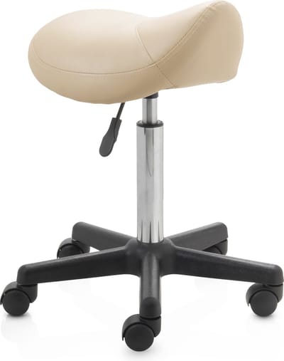 ZenGrowth ergonomische zadelkruk met middelhoge gasveer beige - Kapperskruk op zachte wielen – Zadelstoel - In hoogte verstelbaar