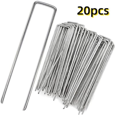 20-Pack - U-vormige grondpennen - Gegalvaniseerde tuinpennen - Roestbestendig - Voor het bevestigen van graszoden (8 inch)