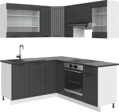 Vicco Hoekkeuken Fame-Line, Donkergrijs/Wit, 190 x 160 cm zonder werkblad