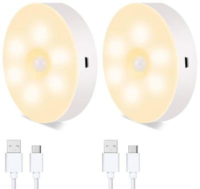 EXCITAT Binnenverlichting met bewegingssensor - Oplaadbaar LED-nachtlampje - Geschikt voor trap, gang, slaapkamer, kast, keuken - LED-lamp - 2 stuks