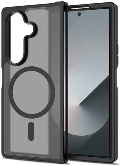 Lunso Geschikt voor Samsung Galaxy Z Fold 7 slank backcover hoesje met magnetisch ondersteuning - Zwart