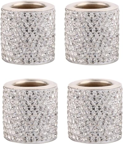 SnelShoppen - 4x Witte Auto Hoofdsteun Kragen, Crystal Rhinestone Hoofdsteun Ringen Bling Interieur Decoratie voor Auto, Truck, SUV, Cadeau voor Feest