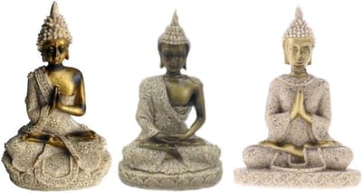 Zandsteen Boeddha Beeldje - Religieus Beeld Godheid Sculptuur - Meditatie en Ontspanning - Handgesneden Thaise Kunst