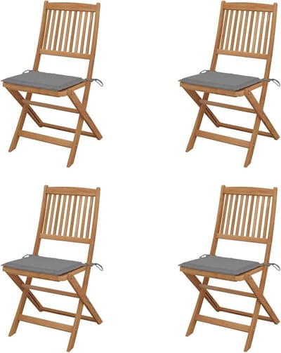 Tuinstoelen inklapbaar - Houten klapstoelen - Buiten zitten - Massief acaciahout - 4 stuks - Grijs