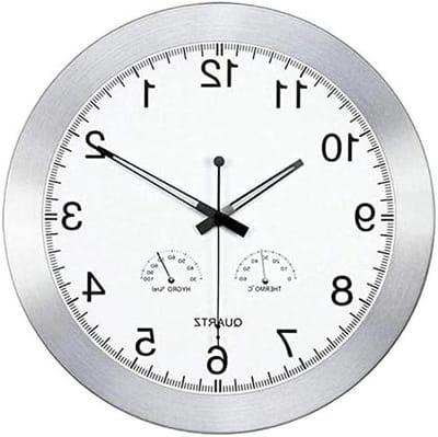 Tuinklok met Weerstation - Buitenklok Thermometer - Buiten Decoratie - Stille Quartz Uurwerk - 35 cm Diameter - Aluminium