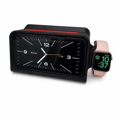 Dock Stand Geschikt voor iPhone 16 Pro Max en Apple Watch – MagSafe Oplaadstation – Nachtkastje Organizer – Kabelmanagement – Zwart