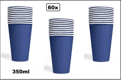 60x Mega beker blauw karton 350ml - Drinken drank limonade